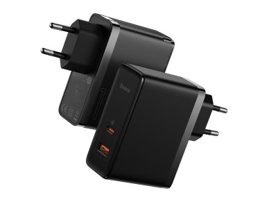 Cargador de pared Baseus GaN5 Pro PD 100W 1x USB-C 1x USB negro + USB-C - USB-C