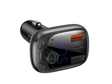 Transmisor FM Baseus en forma de T S-13 Bluetooth MP3 cargador de coche negro