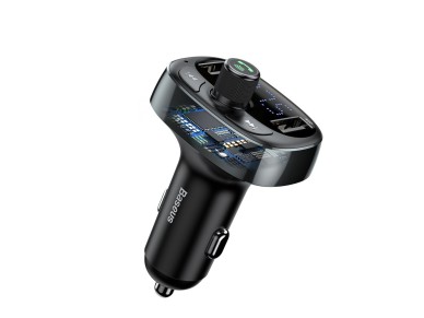 Transmisor FM Baseus en forma de T S-09 Bluetooth MP3 cargador de coche negro