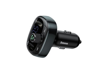 Transmisor FM Baseus en forma de T S-09 Bluetooth MP3 cargador de coche negro