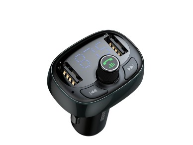 Transmisor FM Baseus en forma de T S-09 Bluetooth MP3 cargador de coche negro