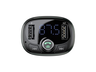 Transmisor FM Baseus en forma de T S-09 Bluetooth MP3 cargador de coche negro