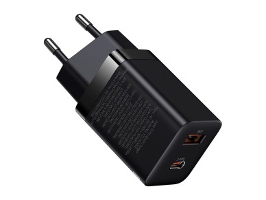 Cargador de pared Baseus Super Si PD 30W 1x USB-C 1x USB negro