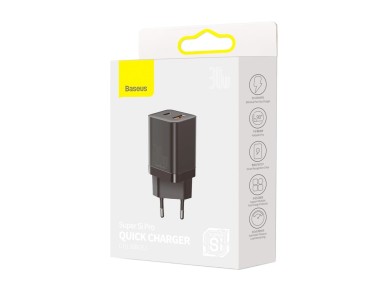 Cargador de pared Baseus Super Si PD 30W 1x USB-C 1x USB negro
