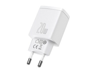Cargador de pared Baseus Compact PD 20W 1x USB-C 1x USB blanco