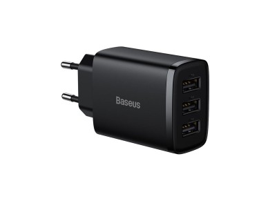 Baseus wall charger Compact 3 x USB black 17w Baseus wall charger Compact 3 x USB black 17w