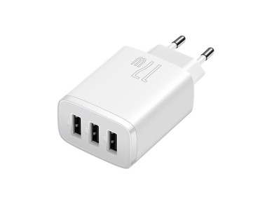 Cargador de pared Baseus Compact 3 x USB blanco 17w