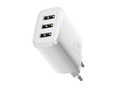 Cargador de pared Baseus Compact 3 x USB blanco 17w