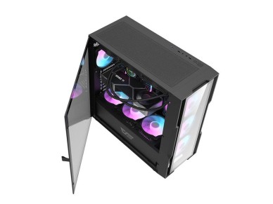 Caja de ordenador Darkflash DK431 de cristal (negra) + 4 ventiladores RGB