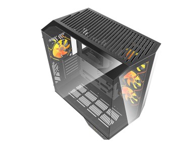 Caja de ordenador Darkflash DY470 (negra) + 4 ventiladores + soporte para GPU
