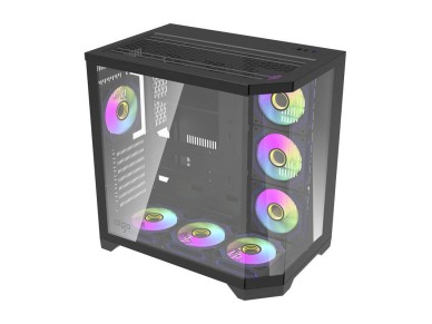 Gabinete para computador Darflash FT418 PRO + 7 ventoinhas aRGB (preto)