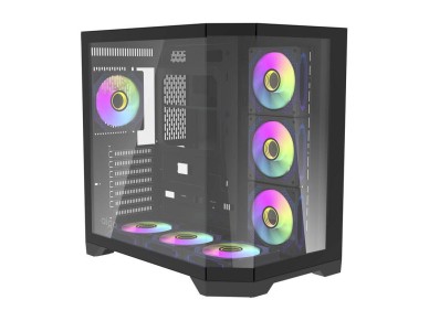 Caja de ordenador Darflash FT418 PRO + 7 ventiladores aRGB (negra)