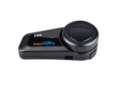 Intercomunicador para motocicleta Fodsports FX6, pacote com dois (preto)