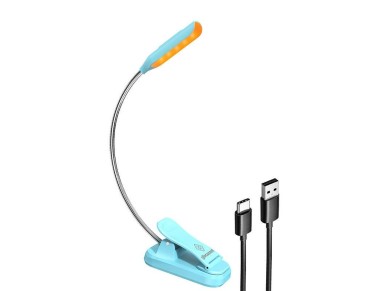 L�mpara inal�mbrica Glocusent mini GLCSNTBL103B, luz de libro con clip, USB-C Azul