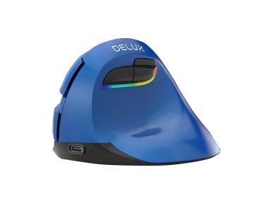 Rat�n vertical inal�mbrico Delux M618Mini BT4.0 + 2,4 GHz 4000 DPI RGB (azul)
