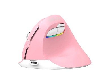 Rat�n vertical inal�mbrico Delux M618Mini DB BT+2.4G 2400DPI (rosa)