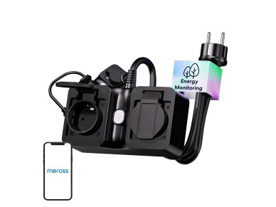 R�gua de energia inteligente WiFi Meross MOP320MA-EU, para uso externo, IP44 (fosco)