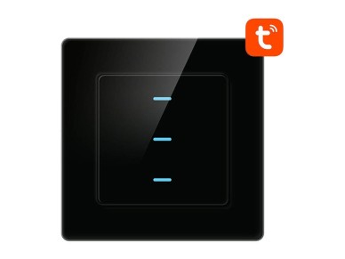Interruptor de luz inteligente WiFi Avatto N-TS10-B3 3 vias TUYA (preto)