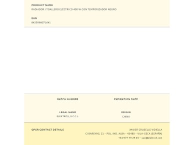 Toalheiro el�trico preto com temporizador