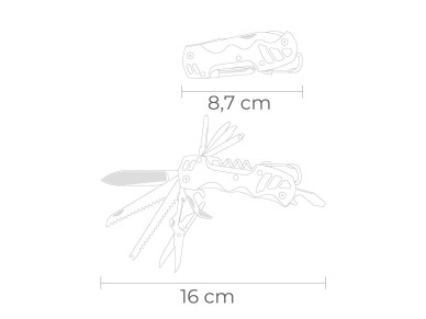Multi-tool with carabiner silver model , serie k2