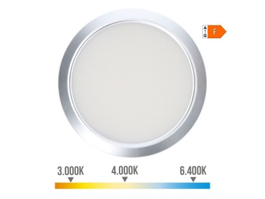 Adjustable led surface/recessed downlight 20 w 2050 lm, chrome frame, 3cct, �22.5 cm