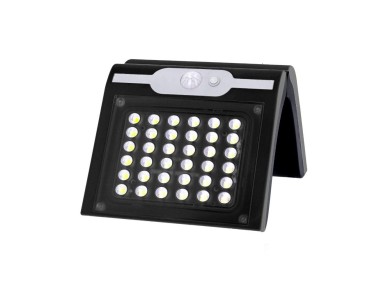 Aplique solar com sensor cor preta, 2 w