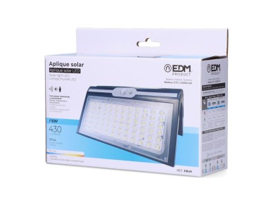 Solar apply 6w 430lm 6,500k with sensor, black color