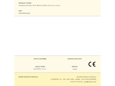 Oval led wall lamp 18w 1820lm 4000k 10,2x4,5x23cm edm