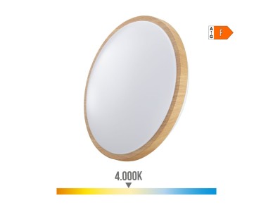 Rounded led wall light 18 w 4000 k 1820 lm wood effect �33 x 5,5 cm