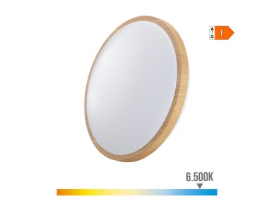 Rounded led wall light 18 w 1820 lm 6500 k �33 x 5,5 cm wood effect