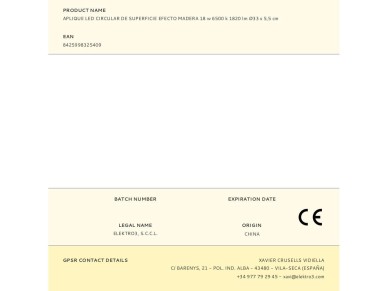 Rounded led wall light 18 w 1820 lm 6500 k �33 x 5,5 cm wood effect