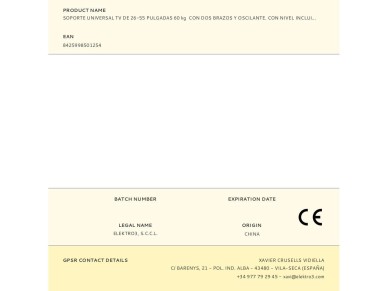 Universaltv support 26-55 inches 60kg with two arms and oscillating.