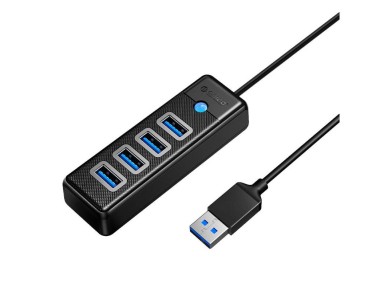 Concentrador Orico USB a 4 puertos USB 3.0, 5 Gbps, 0,15 m (negro)