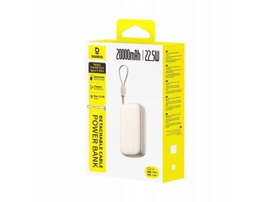 Baseus Powerbank EnerFill FC21 Qpow 3 Ultra 20000mAh 22.5W con pantalla LCD y cable blanco
