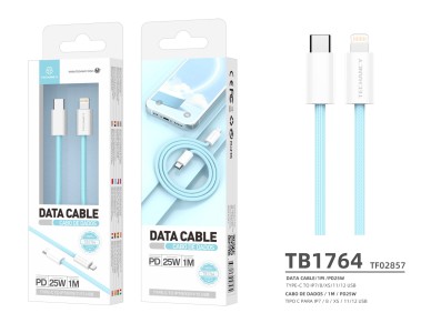 Cable de datos Techancy PD-iPXS/11-14 de 25 W, TB1764, 1 m, azul