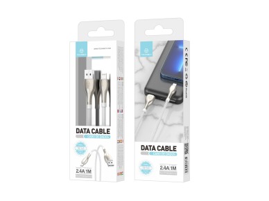 Techancy USB-iP Metal Data Cable, TB1765, 1 m, 2.4 A, Gray