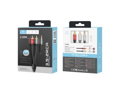 Cable de audio Techancy de 3,5 mm a 2 RCA, 1,8 m, TL7266, negro
