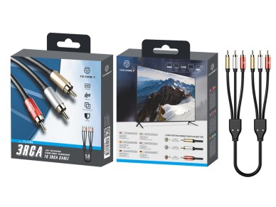 Cable de audio Techancy 3RCA a 3RCA, 1,8 m, TL7268, negro