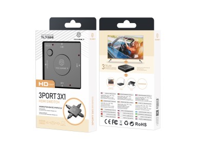 Concentrador HDTV Techancy de 3 puertos, TL7326, conmutaci�n de un toque, 1080p, negro