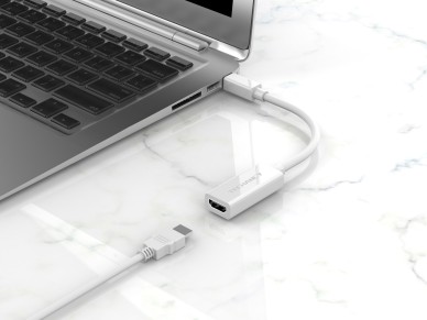 Techancy Mini DP to HDTV Video Adapter, TL7337, 2K HD Streaming, White