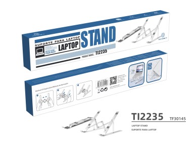 Techancy Metal Notebook Cooling Stand, CNC Machined, TI2235, 7-Position Adjustable Angle, Silver