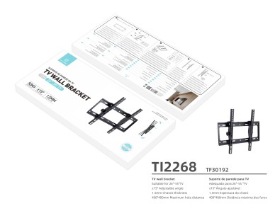 Techancy TV Wall Mount, 50 kg, Angle Adjustable, TI2267, Compatible with 26-55 inch TVs, Black