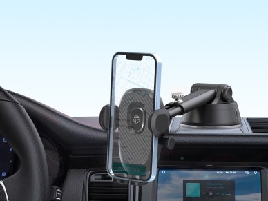 Techancy TI2277 Adhesive Car Phone Holder, One-Touch Switch, Black