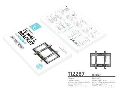 Techancy TV Wall Mount, 20 kg, TI2287, Compatible with 26-43 inch TVs, Black