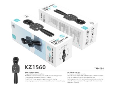 Microfone Bluetooth sem fios Techancy Dss, KZ1560, altifalante port�til para cantar, preto