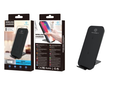 Carregador sem fios Techancy 10 W para telem�veis, TF2771, com suporte para telem�vel, preto