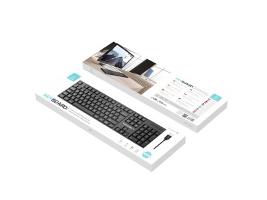 Techancy TK1265 Full-Size Wired USB Keyboard, English + Portuguese Input Keys, Black