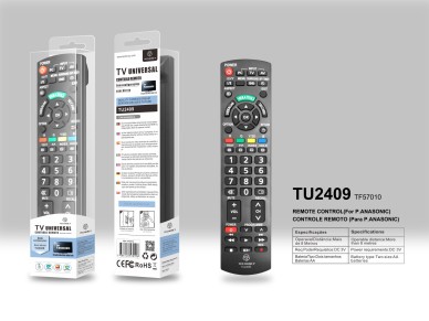 Techancy TV Wireless Remote Control, TU2409, No Setup Required Remote Control for Panasonic TVs, Bla