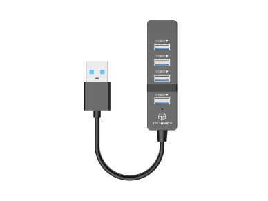 Techancy USB Hub, 4 USB 3.0 Ports, KT2904, Black