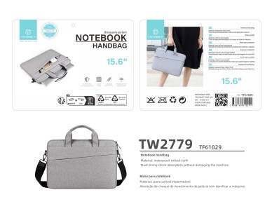 Bolsa para port�til Techancy TW2779 de 15,6 pulgadas, color gris, con correa ajustable